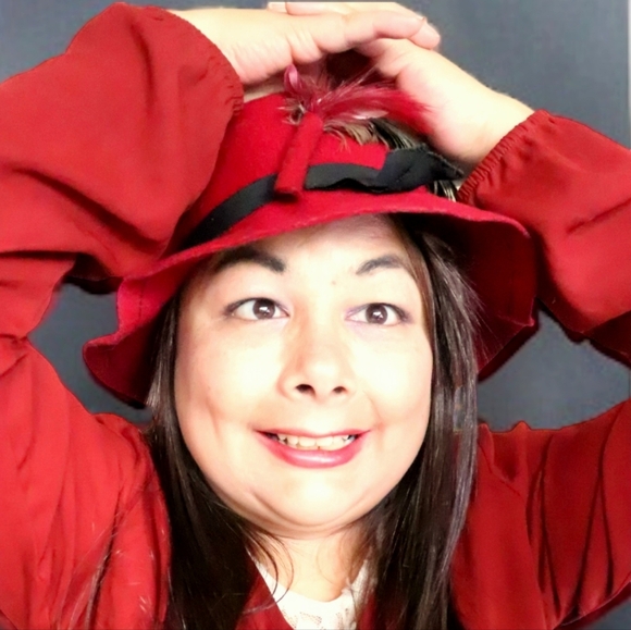 Women's Elegant Red Velvet Feather Frdora Hat - Picture 2 of 10